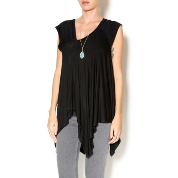 Tops - NWT Handkerchief Hem Top Tunic Black One Size Tops - NWT Handkerchief Hem Top Tunic Black One Size